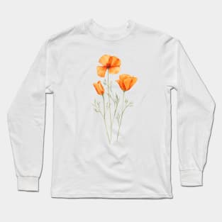 California orange poppies painting Long Sleeve T-Shirt